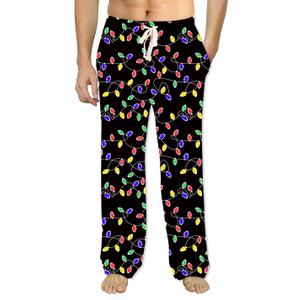 Soophiea Mens Christmas Halloween Pajama Pants Sleep Bottoms Pj Pants with Pockets (Black)