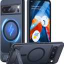 TORRAS Magnetic & Stand for Google Pixel 8 Pro Case, Fit for MagSafe, 12FT Mil-Grade Drop Protection, Slim Fit for Google Pixel 8 Pro Phone Case with Built-in Flush Kickstand, Translucent Matte Black