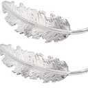 2 PCS Metal Leaf Feather Hair Clip Wedding Women Hairpin Hair Claw Barrettes (Silver)