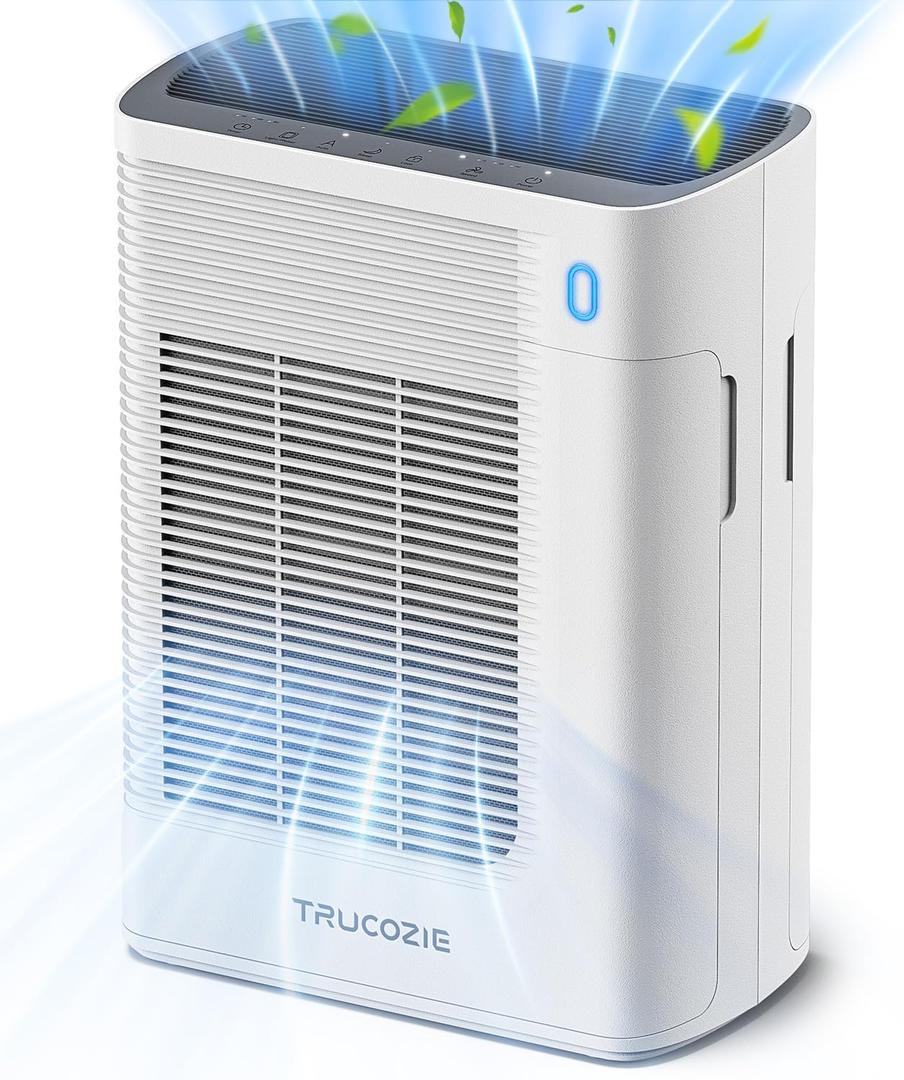 Air Purifier for Home Large Room Bedroom Up to 1937 Ft in 1 Hr With Double-sided Air Inlet, Air Quality and Light Sensors, HEPA Sleep Mode for Allergies, Dust, Smoke, Pet Hair, White