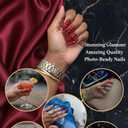 MNAFAYY Luxury Gems 100% Handmade Nails Long Stiletto Press On Nails Full Cover 3D Rhinestone Crystal Gorgeous Reusable UV Finished Fake False Nails Acrylic Nail Kit With Box Gifts for Women Red