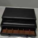 Juvale Mens Jewelry Box Organizer and Holder - Black Watch Box with Leather Valet Tray for Home Improvement - 12.6 x 9 x 4 In