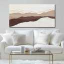 Modern Abstract Wall Art Textured Beige and Brown Canvas 24x48 inch Layered Terrain Painting for Living Room Bedroom Decor