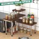 ZHWS Bathroom Counter Organizer for MakeUps, Dresser Table, Kitchen Countertop Organizer Adjustable 3 Tier Corner Shelf with 4 Metal Hooks for Coffee Bar, Spice Rack, Over Sink, 16.9x16.9x15.3