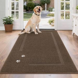 BEQHAUSE Dog Door Mat for Mud Paws Dirt Trapper Doormat Non-Slip Entryway Rugs Absorbent Welcome Mat Washable Indoor Floor Mat Low-Profile for Front Door, 36" x 60", Brown