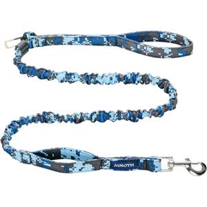 AUROTH Heavy Duty Dog Leash - Bungee, No Pull for Shock Absorption, Blue Camo, 6FT, 2 Padded Handles