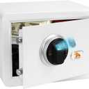 TIGERKING Biometric Fingerprint Home Safe, 1.2 Cubic Feet Digital Security Safe Lock Box, Quick-Access Small Safes for Cash, Jewelry, Document, White