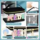 Geetery Medicine Bag Chenille Letter Patch Meds Bag Nylon Portable Travel Makeup Cases Preppy Patch with Zipper Cosmetic Toiletry Storage for Women