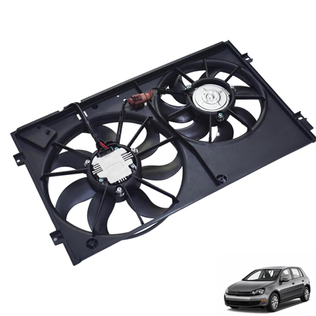 Engine Dual Radiator Condenser Cooling Fan Replacement for 2012-2013 Beetle 2010-2013 Golf 2012-2013 Passat 2006-2009 Rabbit 2.5L 2.0L VW3120100 1K0959455ET