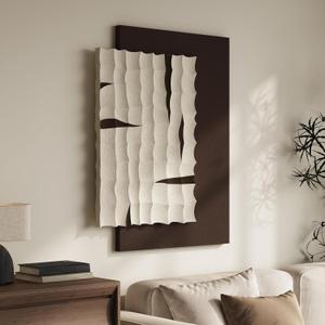 Large 3D Textured Abstract Wall Art for Living Room, Vertical Modern Geometric Brown Beige Artwork for Walls, Minimalist Wabi-Sabi Sandstone Wall Decor for Entryway, Hallway, Kitchen, Home Office, Size: 36"L x 28"W