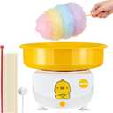 Cotton Candy Machine for Kids & Family, Mini Yellow Duck Electric Cotton Candy Maker with 11 Sticks & Sugar Scoop, Cute Cartoon Design for Birthday Christmas Party Gifts
