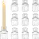 Romadedi Glass Candle Holder for Candlestick - 10Pcs Clear Small Tapered Candle Holder Wedding Decor Table Centerpiece Bulk for Candle Sticks Christmas Party Living Room Dinner Advent
