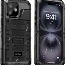 Beasyjoy for iPhone 16 Plus Case Waterproof, Metal Heavy Duty Full Body Protective Case with Built-in Screen Protector, Military Grade Shockproof Defender Cover for iPhone 16 Plus 6.7", Black