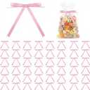 50 Satin Bows for Cake 5x7 inches, Twist Design for Easy Fixation, Suitable for Gift Wrapping, Christmas Trees, DIY Crafts, Party Home Decoration, Fade-Resistant and Reusable. (Pink) (Black)