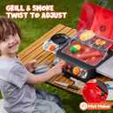 Kids BBQ Grill Playset, Kitchen Toy Set with Pretend Smoke, Light, Sound & Color-Changing Food, Play Kitchen Accessories, Indoor Outdoor Cooking Toy for Boys Girls Kids Birthday Gift