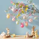 Leinuosen 24 Pcs Sequin Easter Tree Ornaments with Bunny Ear Easter Rabbit Tree Decorations Colorful Glitter Hanging Ball Ornaments for Home Indoor Birthday Party DIY Crafts(Mixed,Stylish)
