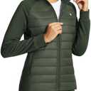 baleaf Women's Running Jacket Winter Lightweight Water Resistant Puffer Coat Fall Cold Weather Hiking Zip Pockets, XL