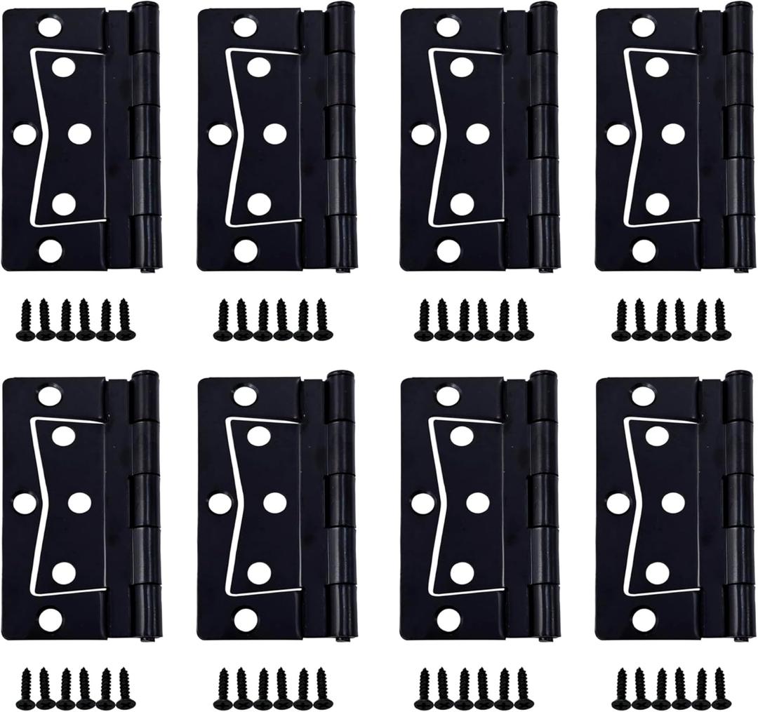 QCAA Heavy Non-Mortise Butterfly Hinge for Mobile Home/RV,3.5", Removable Loose Pin, Matte Black, 8 Pack, Made in Taiwan