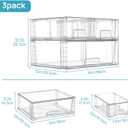 Vtopmart 3 Pack Stackable Storage Drawers, Easily Assemble Acrylic Bathroom Undersink Organizers, Clear Plastic Storage Bins for Closet, Cabinet, Pantry, Medicine Organization