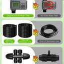 124FT Drip Irrigation System with LCD Timer, Automatic Watering System Kits,1/2 Inch Hose 1/4 Inch Distribution Tubing 3 Sprayer Types, for Garden, Greenhouse, Garden, Lawn