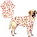 Dog Cherry T Shirts Pink Long Sleeve White Shirt Pajamas Pets Soft Cotton Apparel Clothes for Extra Large Dogs, 3XL Cherry