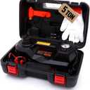 Electric Car Jack 5 Ton 12V Floor Jack Hydraulic Jack Stand Car Lift Jack with Integrated Tire Pump for SUV Truck Sedan Vehicle Roadside Emergency Tire Change (Black)