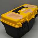 Torin 15.5" Plastic Storage Tool Box with Removable Tray,Small Toolbox Organizer With Screw Box, Black/Yellow ATRJH-3015T