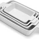 Casserole Dishes for Oven, Ceramic Baking Dish, Ceramic Casserole Dish Set of 4, Rectangular Lasagna Pans with Handles for Baking, Kitchen, White (9.5"/11.2"/12.2"/14.5")