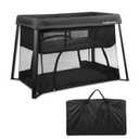 Pack and Play with Bassinet & Mattress, Lightweight Portable Baby Bed, Foldable Travel Bassinet Playard with Storage Bag, Easy Setup Playpen for Babies & Toddlers (Black)