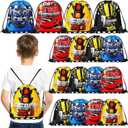 Ferraycle 32 Pcs Race Car Birthday Party Supplies Race Car Favor Bags Goodie Drawstring Bags for Gifts, 4 Styles