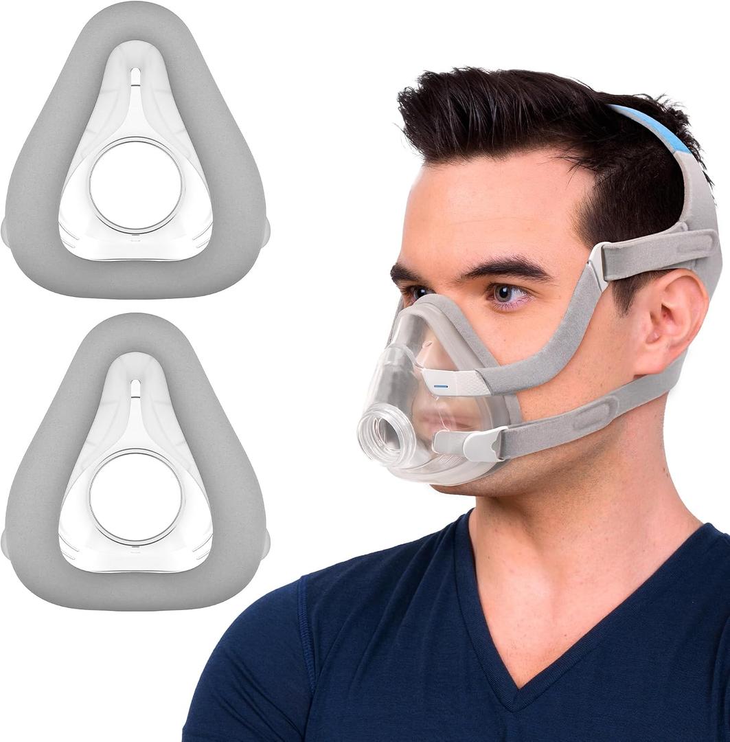 2 Packs Replacement Memory Foam Mask Cushion (M) for Airtouch F20, Comes with 2 Packs CPAP Mask Liners - F20 Full Face Masks Medium - Optimized Comfort & Secure Seal with New Version Memory Foam (M)