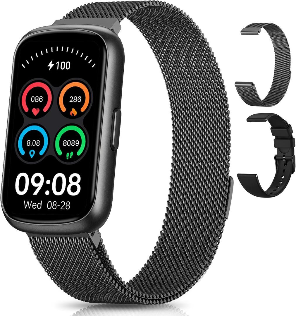 Activity & Fitness Tracker, 24/7 Heart Rate Monitor Smart Watches for Women/Men, Fitness Watches for Women/Men with Step Tracker and Sleep Tracker, IP68 Waterproof Watch for Android Phones/iPhones (Black-Ink Black)