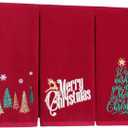 Quera 3 Pack Christmas Hand Towels 100% Cotton Embroidered Red Bathroom Decor Decorative Kitchen Towels Set for Drying, Cleaning, Cooking, Holiday Towels Gift Set,13.7 x 29.5 inches