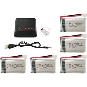 5PCS 3.7V 720mAh Lipo Battery with 5 in 1 Charger for Syma X5C X5C-1 X5A X5 X5SC X5SW H5C V931 Drone Accessory