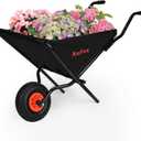 Collapsible Wheelbarrow, Foldable Home Utility Yard Wheelbarrow Easy Loading and Dumping Garden Cart Thickened Oxford Cloth Lawn Cart for Nutrient Soil,Grass, Leaf, Garden Supplies