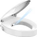 Raised Bidet Toilet Seat Elongated 18.5" Soft Close, Dual Self-Cleaning Nozzles, Quick Release & Connect, Sturdy PP, Won't Loosen, Ideal for Seniors, Elderly & Limited Mobility, White