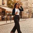 U.Vomade Women's Cropped Cardigan Bolero Shrug Open Front Sweater Long Sleeve S-XL (L)