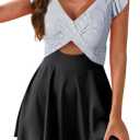 Aleumdr Women's One Piece Swimsuit Ruffle Cutout Swimdress Tummy Control V Neck Wrap Swimwear (Black, L)