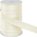 LEREATI Satin Bias Tape Double Fold 1 Inch x 55 Yards, Bias Tape for Sewing, Polyester Quilt Binding Tape, Piping Trim Fabric Tape for Hemming, Seaming, DIY Crafts (Off-White)