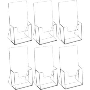 MaxGear Acrylic Brochure Holder 4 Inch, Clear Plastic Countertop Literature Holders, Trifold Flyer Display Stand for Pamphlets, Booklets, Magazines, Menus, Multi Purpose Organizer For Office, 6 Pack