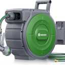 Garden Retractable Hose Reel, 5/8 Inch x 85 ft Wall Mounted Garden Hose Reel with Any Length Lock, Upgraded Slow Return System and 180Swivel Bracket