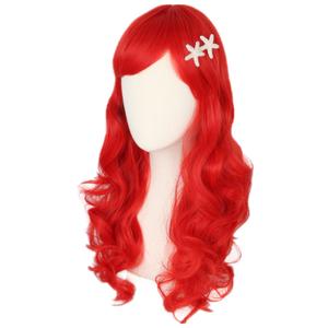 Topcosplay Kids Girls Wig and Starfish Hair Clip Red Long Wavy Princess Wig Halloween Costume Party Wigs