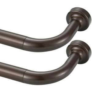 Lwiiom 2 Pack Wrap Around Curtain Rod for Windows 28 to 150 Inch, Internal Splicing 1 Inch Diameter Disc, Adjustable Room Darkening Curtain with Aluminum Finials and Brackets, Dark Bronze