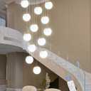 ykolupty Modern Globe Chandelier Foyer Chandelier for Entryway 15-Lights White Globe Pendant Light Large Chandeliers for High Ceiling Stairwell Living Room