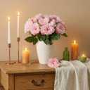 florisso Light Pink Rose Artificial Flowers - 13 Branches Faux Roses for Vase Decor, Wedding Centerpieces & Living Room Accents (Silk Artificial Roses)