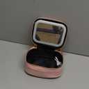 Small Makeup Bag Travel Train Case with Mirror and Light Mini Travel Make up for Women Train Case Cosmetic Organizer 3 Adjustable Brightness Toiletry Bag Portable Artist Storage (Pink)