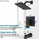 Airuida Shower Faucet Set with Tub Spout Bathtub Faucet Kit Shower Tub Faucet Set Complete Tub Shower Trim Kit with Solid Brass Rough-in Valve and Rainfall Square Showerhead,6 Inch-Matte Black
