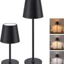 JACKYLED Cordless Table Lamps Rechargeable, 3 Adjustable Height, 5000mAh Battery Operated, 3 Colors Smooth Dimming, Portable LED Waterproof Table Lamp for Dining, Bedroom, Outdoor (Pack of 2) (Black)