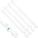 MEXAU 4PCS Small Tension Curtain Rod 11 to 19 Inch, White Short Curtain Rods No Drilling, Loaded Expandable Spring Curtain Rods for Kitchen, Closet, Cupboard, Door, Bookshelf