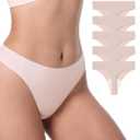 LUCKMEEY Seamless Thongs for Women No Show Thong Panties for Women No Line G-String Thongs Sexy Shapewear Underwear Pack (Medium, 5p-creme)